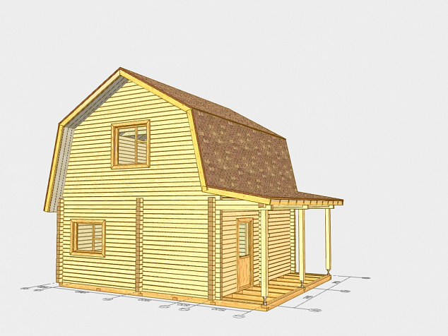 Проект 791-140 дом 6х6 с мансардой и верандой