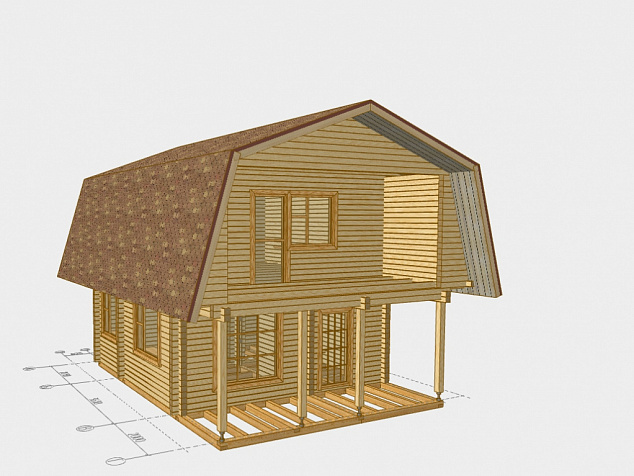 Проект 838-140 дом 6х8 с мансардной ломанной кровлей